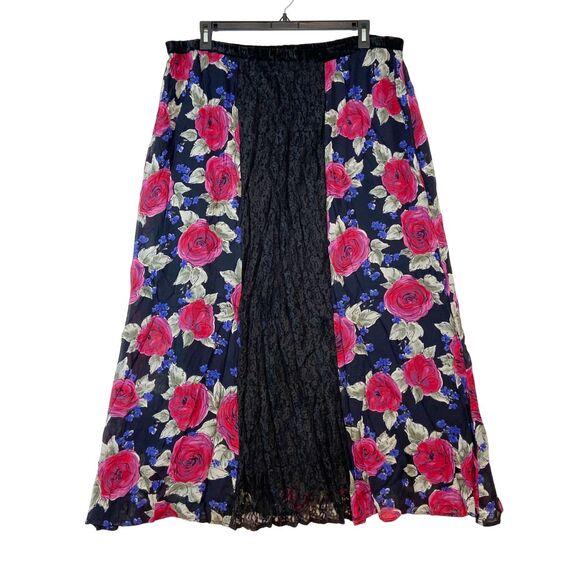 Francesca Rose Midi Skirt 2X Floral Lace Whimsigoth Cottage Dark Romantic Boho - Picture 1 of 6